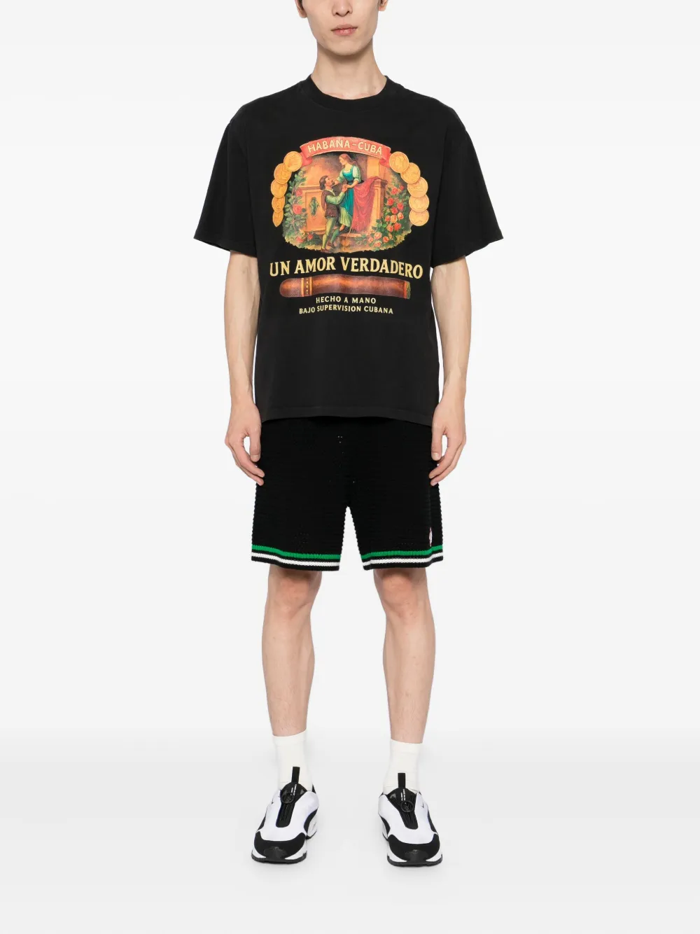 Melt Katoenen T-shirt met grafische print - Zwart