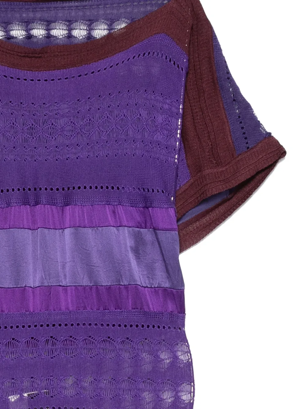 Pre-owned Gianfranco Ferre 2000s Striped Lace-insert Dress In Purple