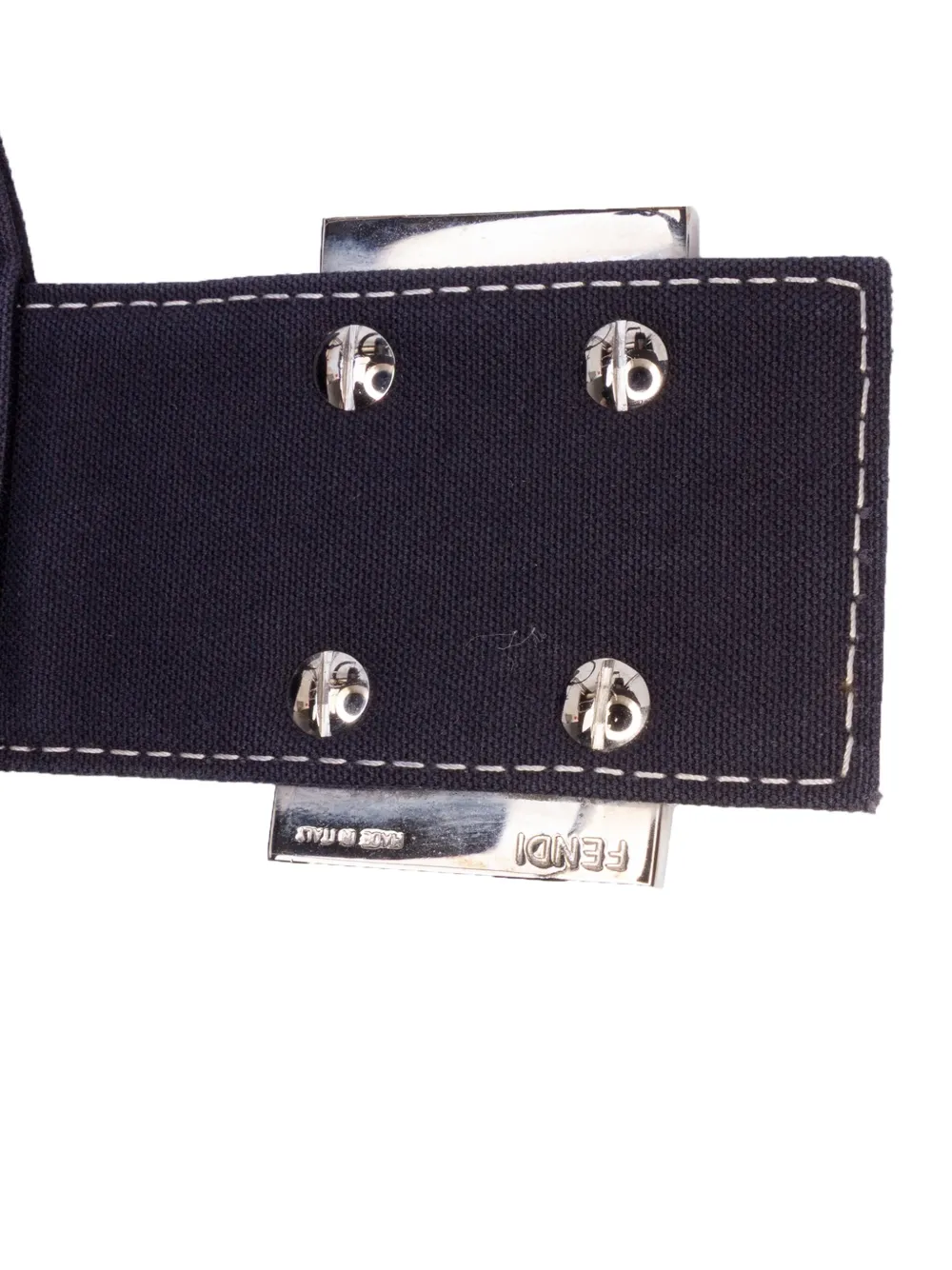 Pre-owned Fendi 20th Century Canvas Ff Marble Double Flap Shoulder Bag In Blue