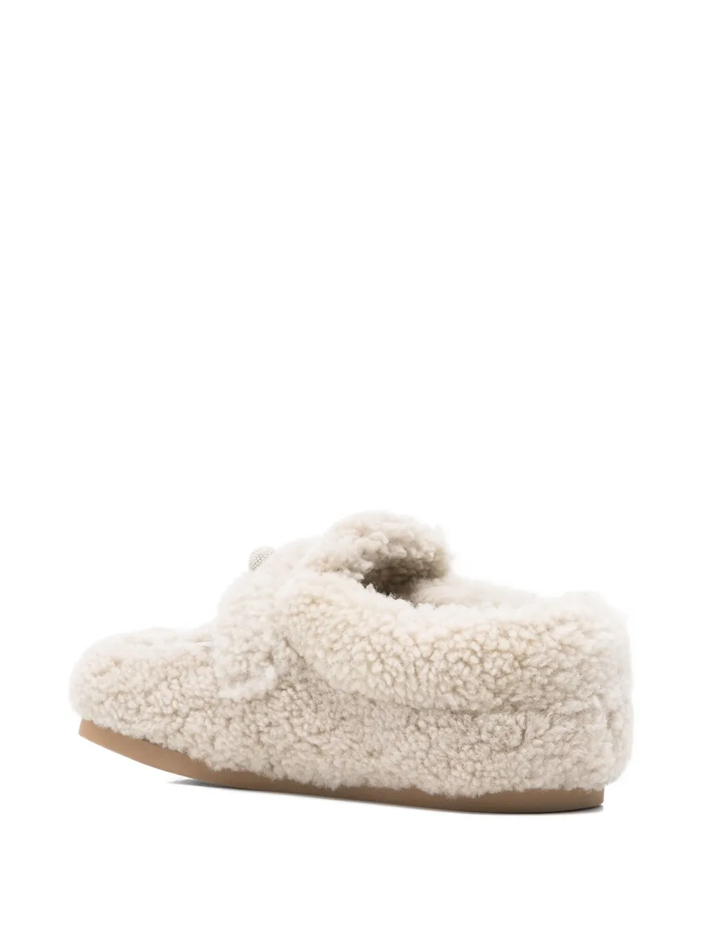 Fabiana Filippi shearling button loafers Neutrals