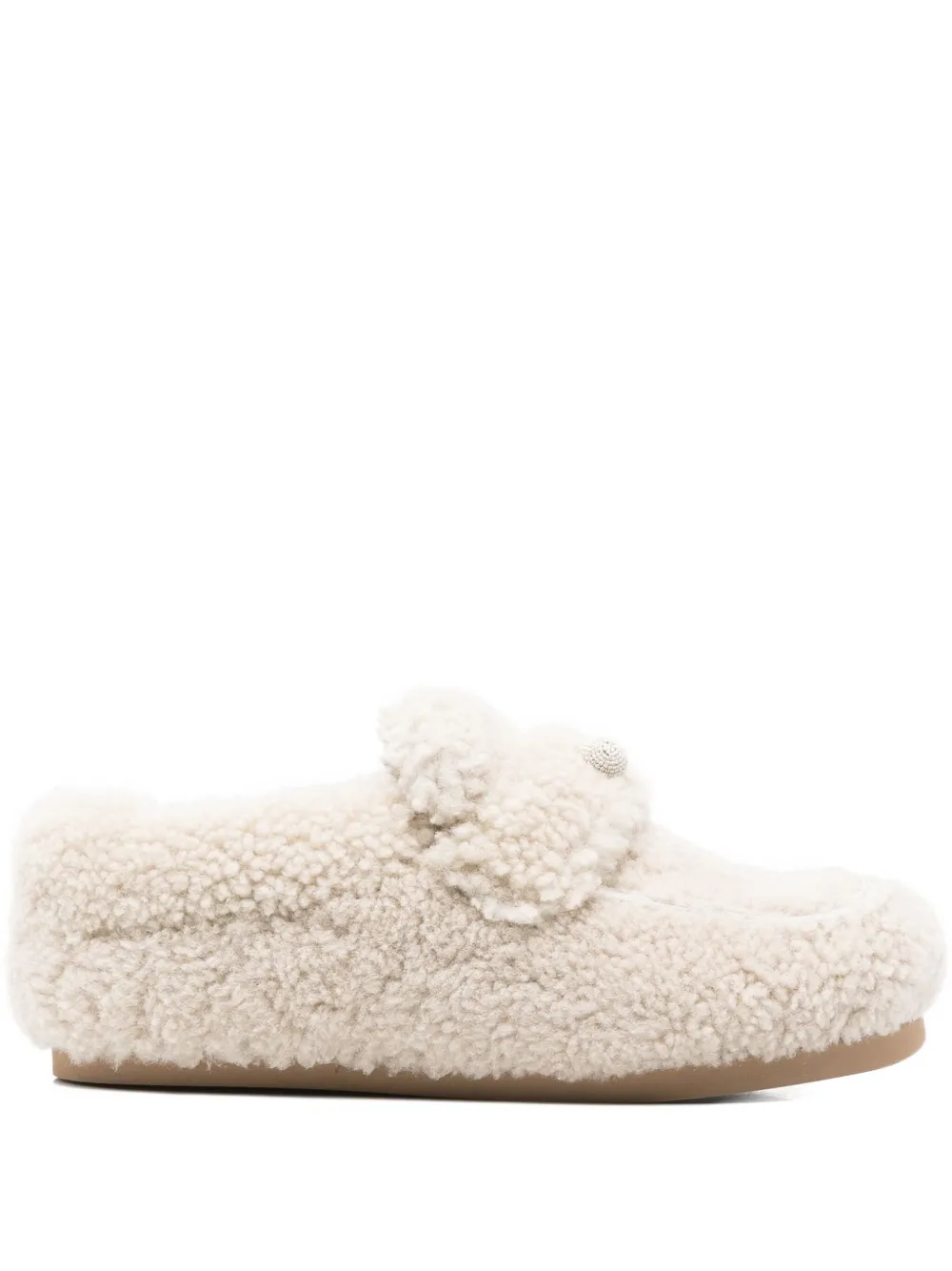 Fabiana Filippi shearling button loafers Neutrals