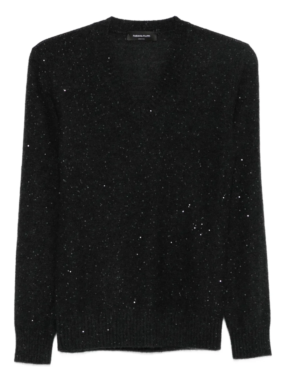 Fabiana Filippi sequin-embellished V-neck sweater | Grey | Image 1