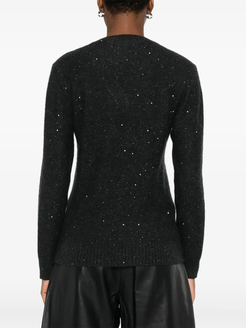 Fabiana Filippi Sequin-embellished V-neck Sweater In Black