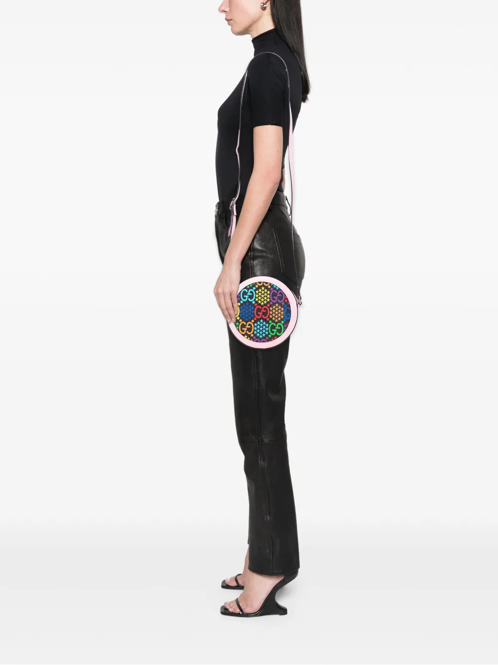 Pre-owned Gucci 2016-2025 Gg Supreme Psychedelic Round Crossbody Bag In Pink
