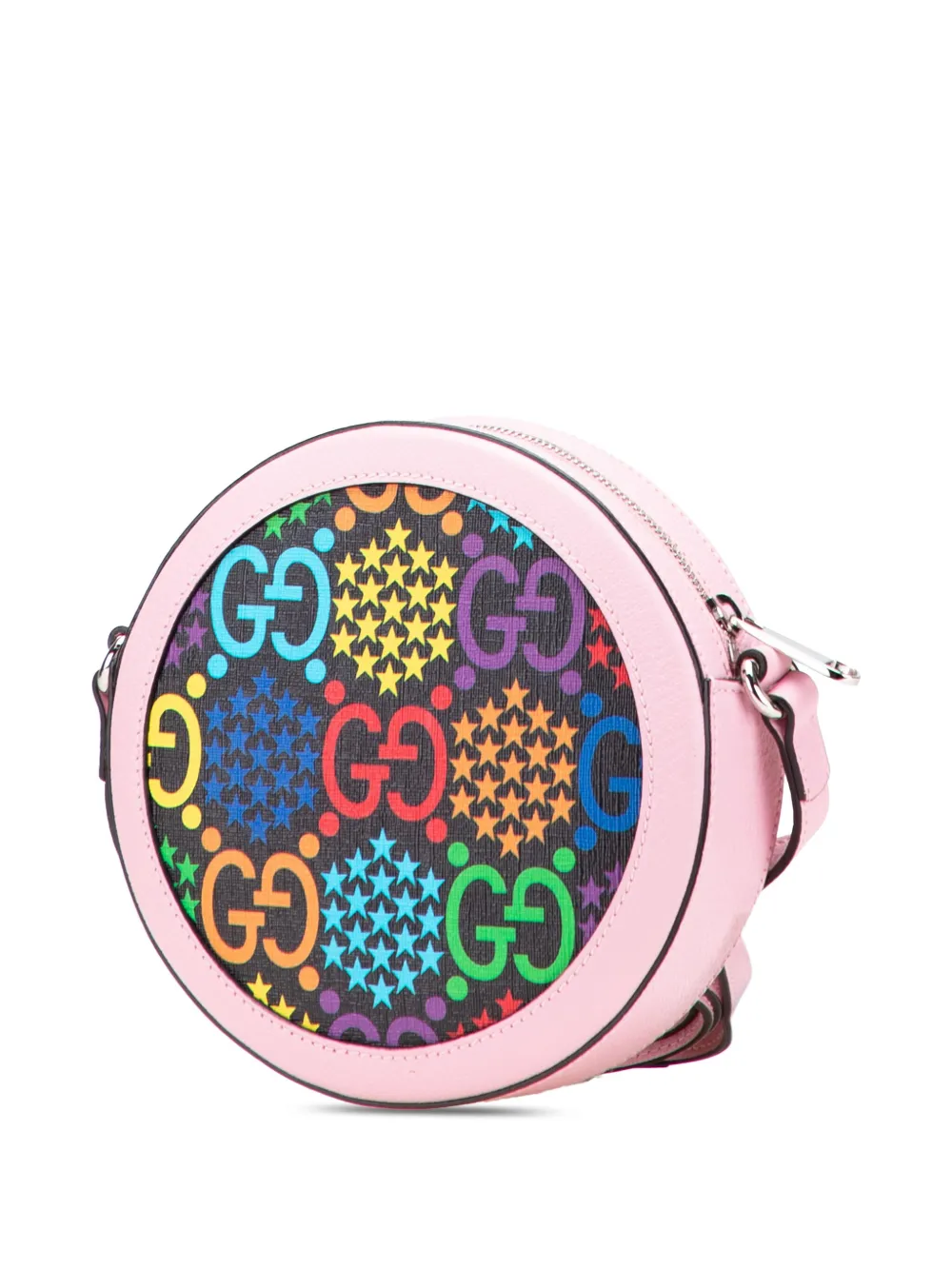 Pre-owned Gucci 2016-2025 Gg Supreme Psychedelic Round Crossbody Bag In Pink