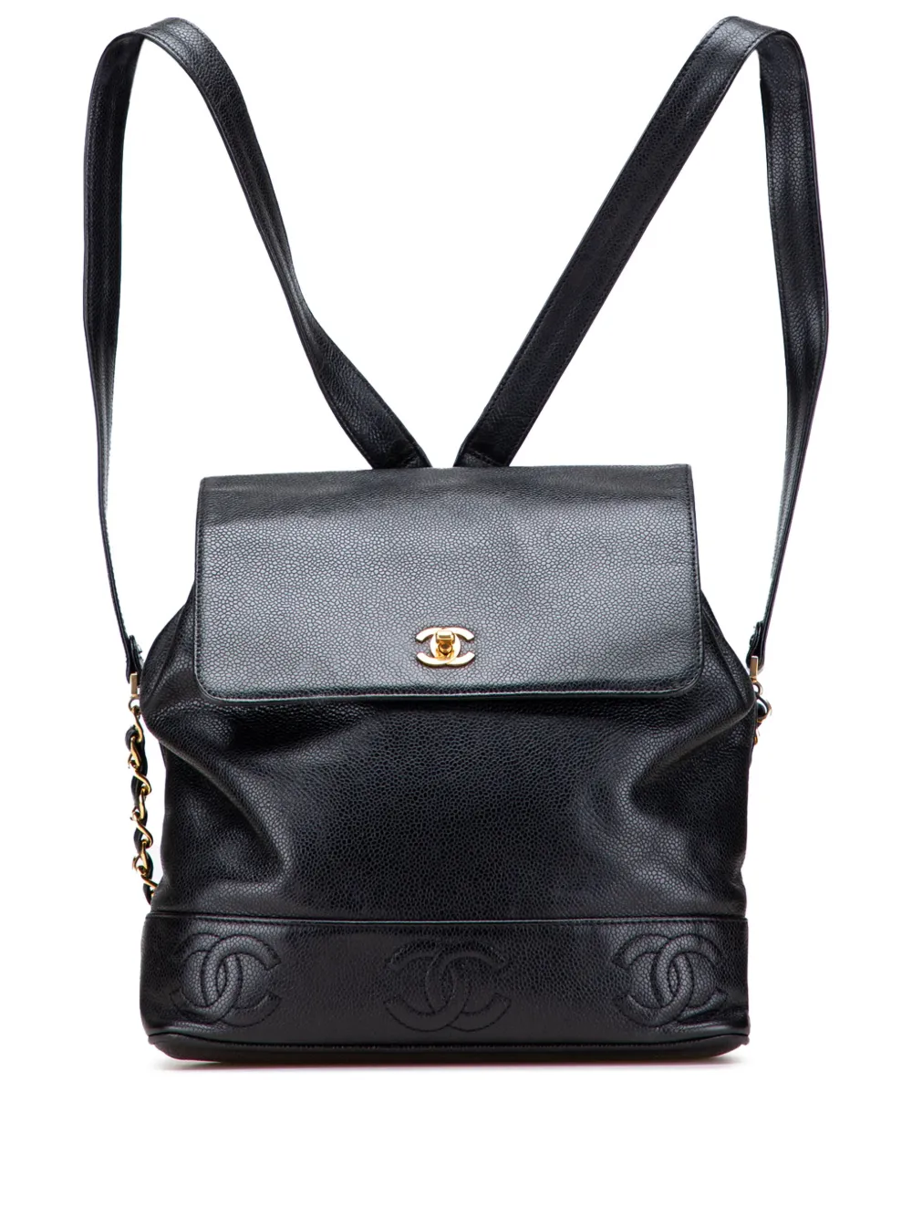 CHANEL Pre-Owned 1996-1997 Caviar Triple CC backpack - ブラック CHANEL Pre-Owned 1996-1997 Caviar Triple CC backpack - ブラック