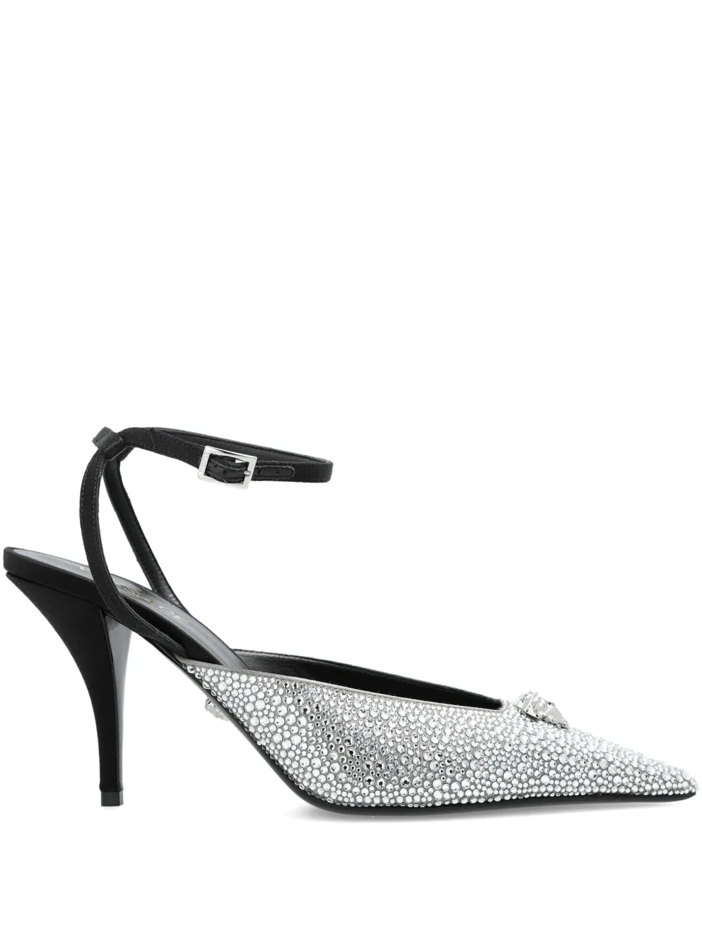 Versace 85mm Crystal La Medusa slingback pumps Silver