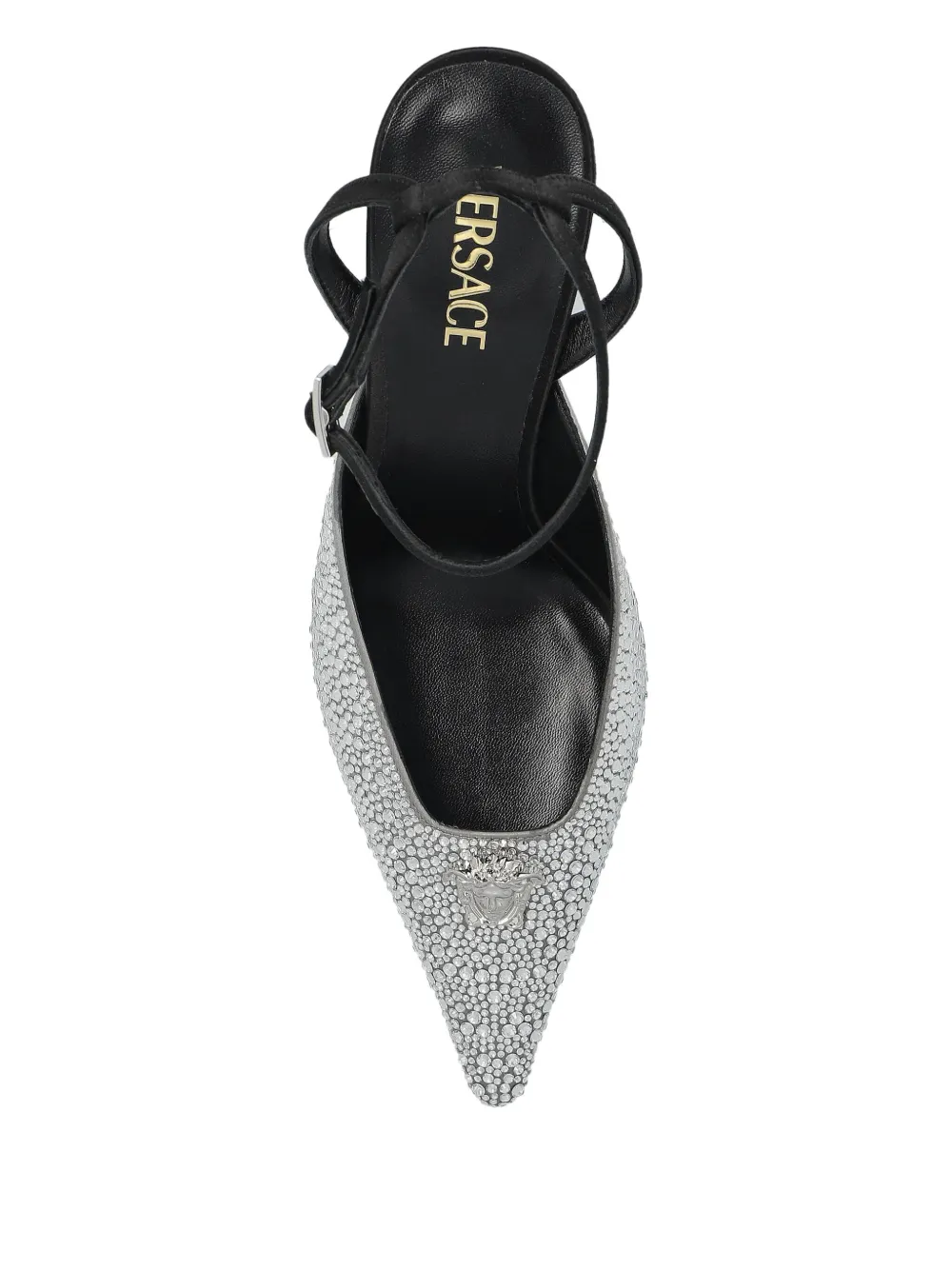 Versace 85mm Crystal La Medusa slingback pumps Silver
