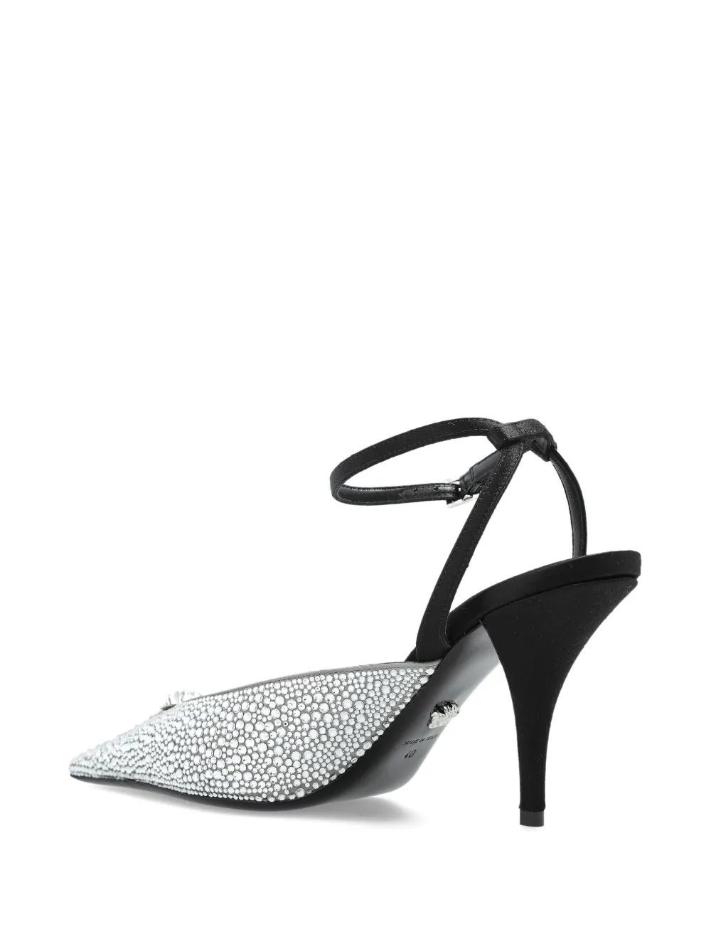Versace 85mm Crystal La Medusa slingback pumps Silver