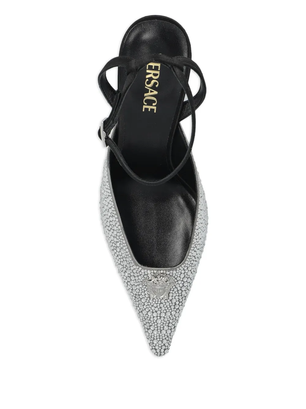 Versace 85mm Crystal La Medusa slingback pumps Silver