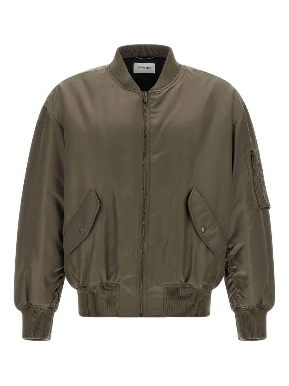 Saint Laurent Bomberjack met geribbelde manchetten Groen