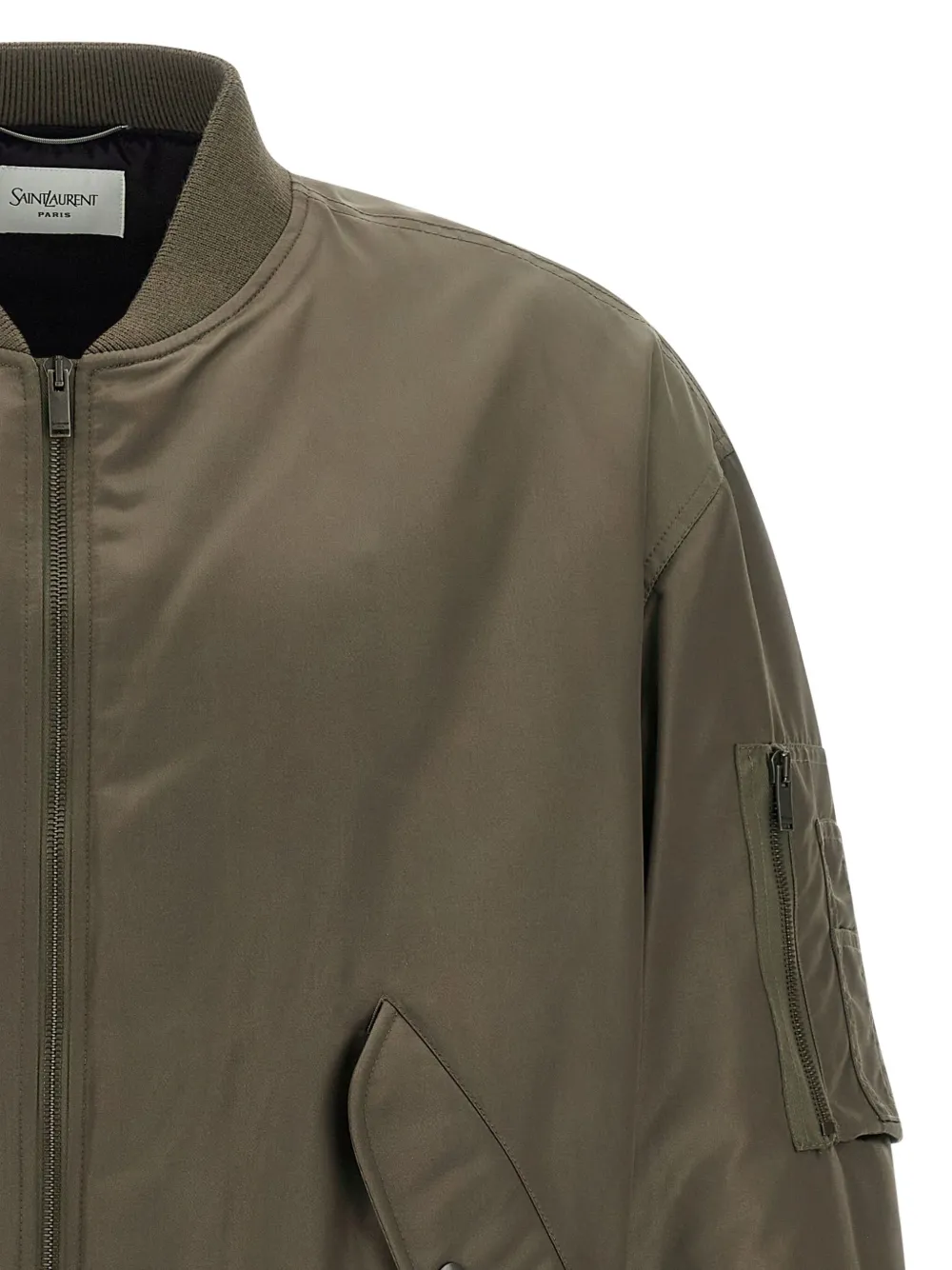 Saint Laurent Bomberjack met geribbelde manchetten Groen