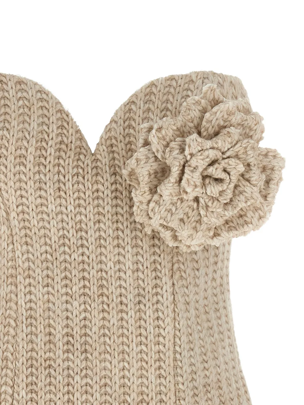 Giuseppe Di Morabito Knit Bandeau Top Floral Embellishment In Neutral