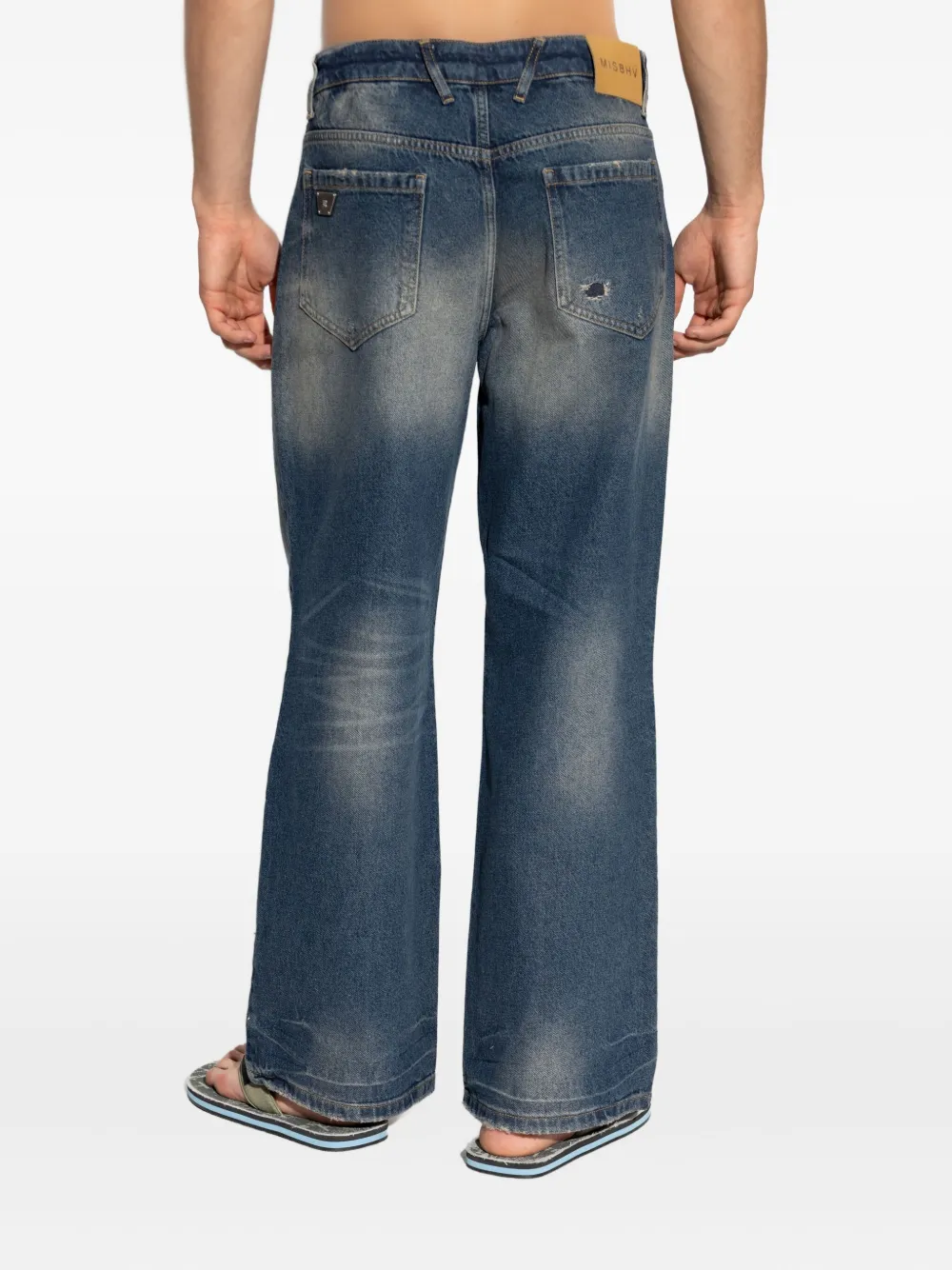 Misbhv Faded Distressed Denim Trousers In Blue