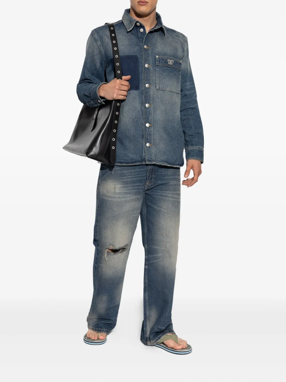 MISBHV distressed-knee jeans - Blauw
