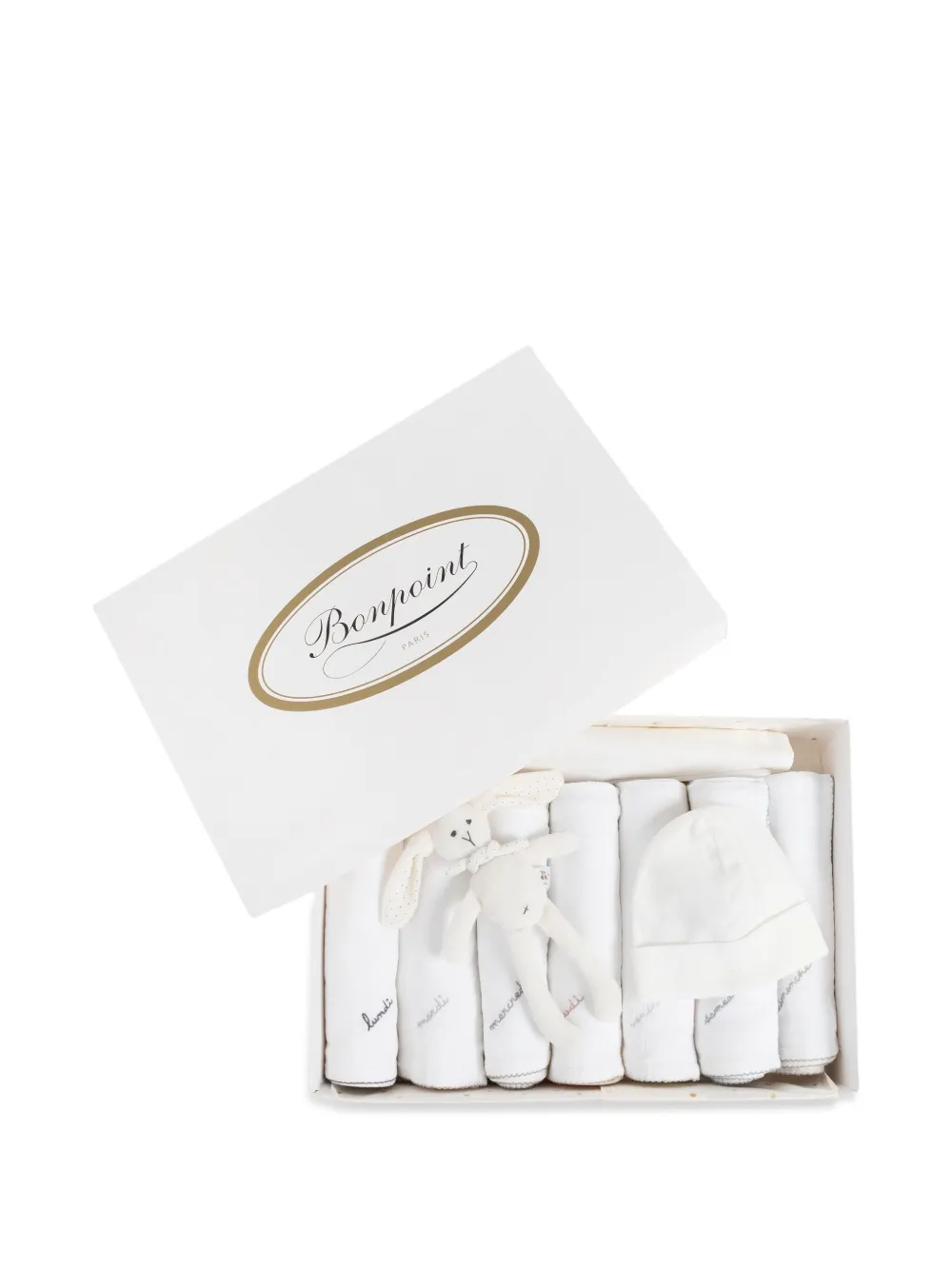 Bonpoint Konijn knuffel met gevlekte oren Wit