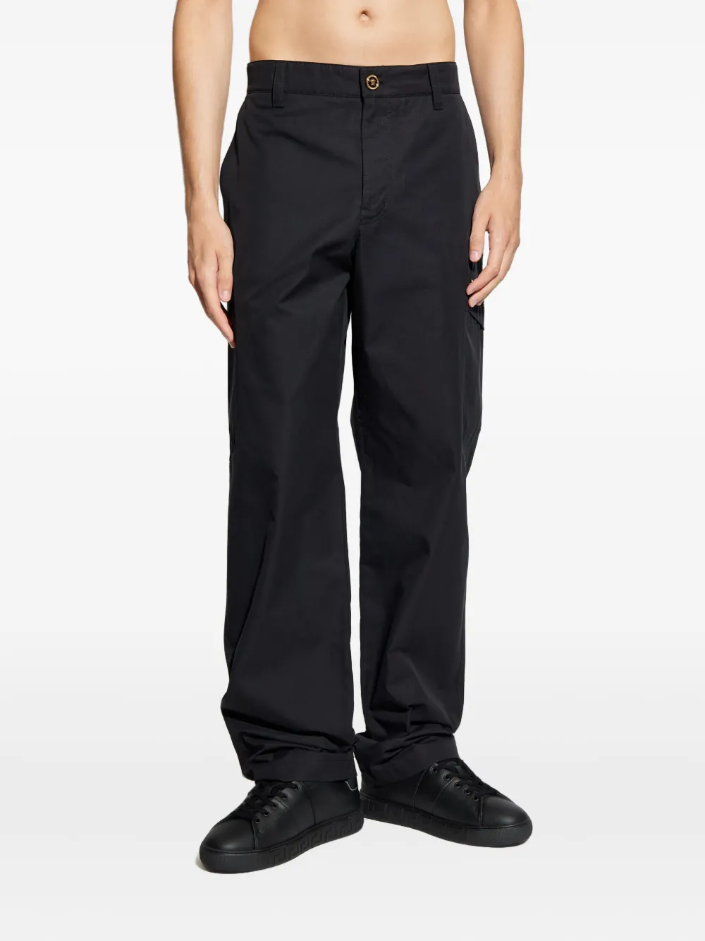 Versace Belt Loop Casual Pants In Black