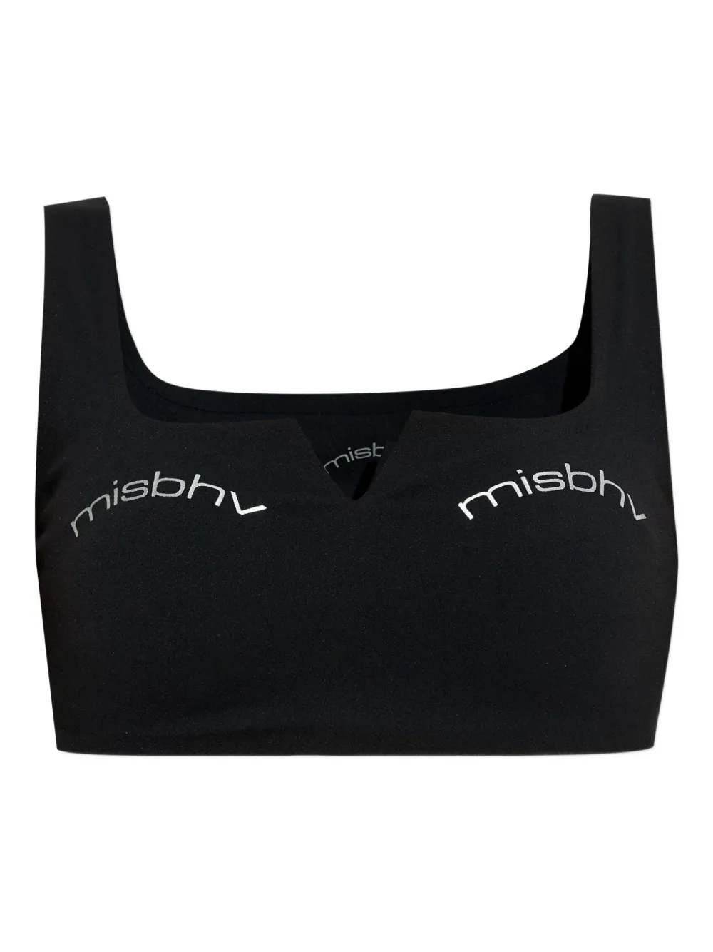MISBHV v-neck logo crop top | Black | Image 1
