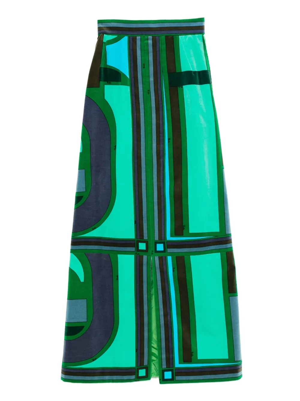 Pre-owned Pucci 1960s Geometric-print Midi Skirt In Green