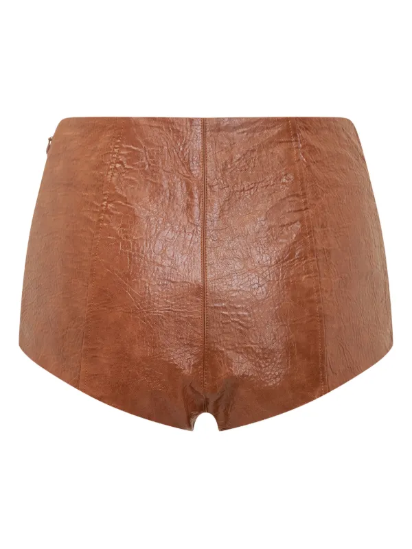 THE ANDAMANE faux-leather zip-fastening Shorts | Brown | FARFETCH