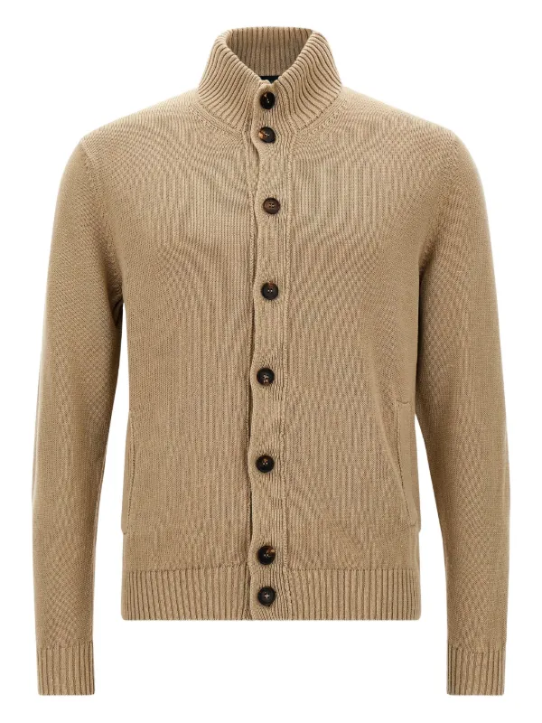 Zanone Cardigan a Collo Alto Con Bottoni Marrone FARFETCH IT