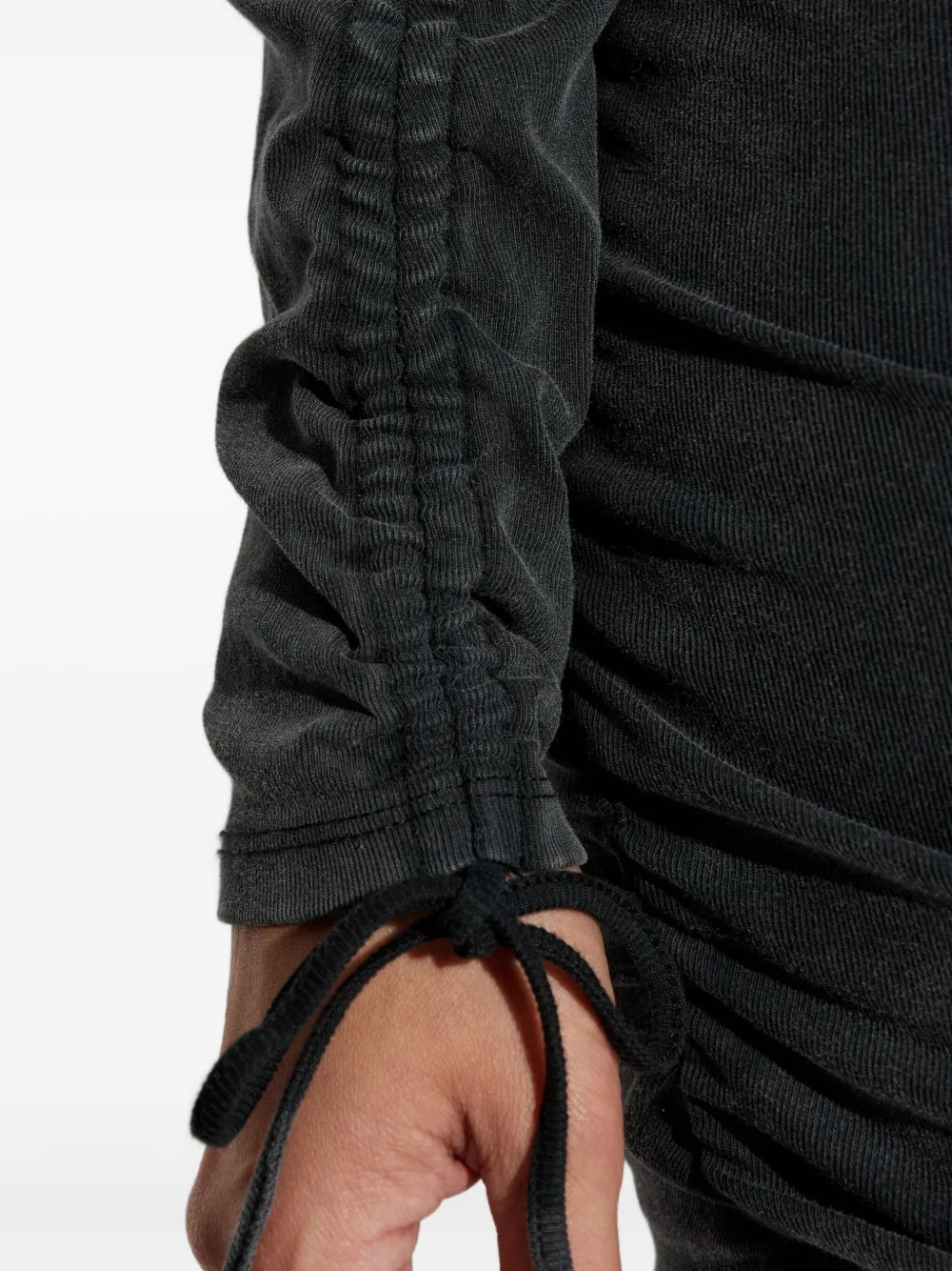 Misbhv Long-sleeve Drawstring Maxi Dress In Black
