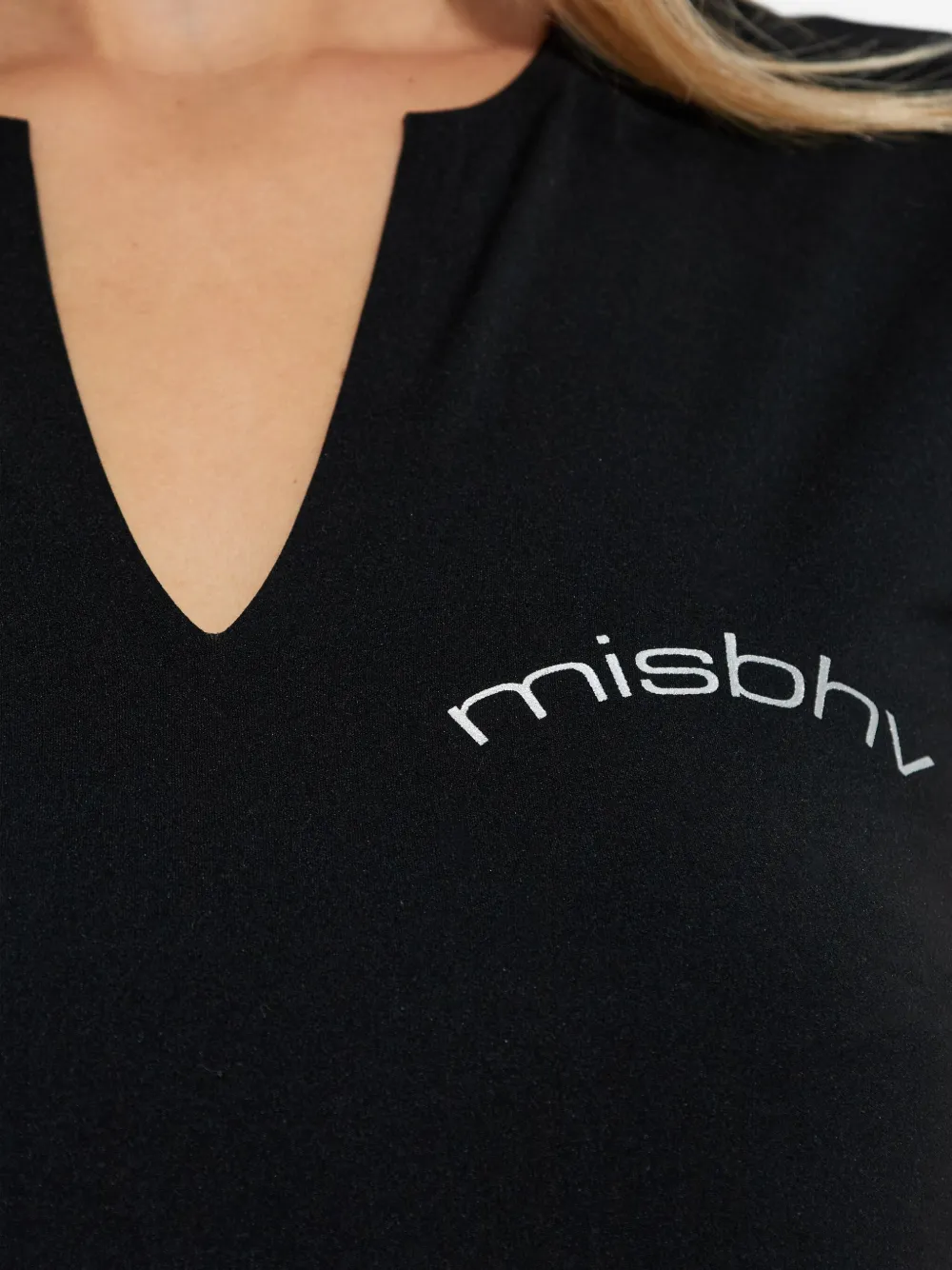 MISBHV T-shirt met V-hals en logoprint Zwart