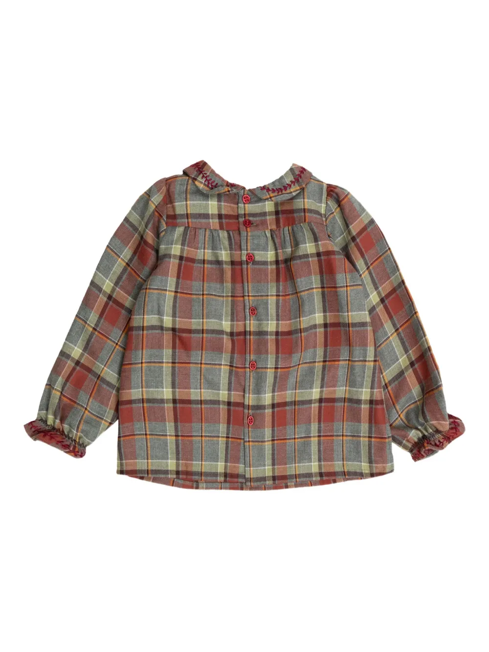 Bonpoint Geruit shirt met Peter Pan-kraag - Grijs