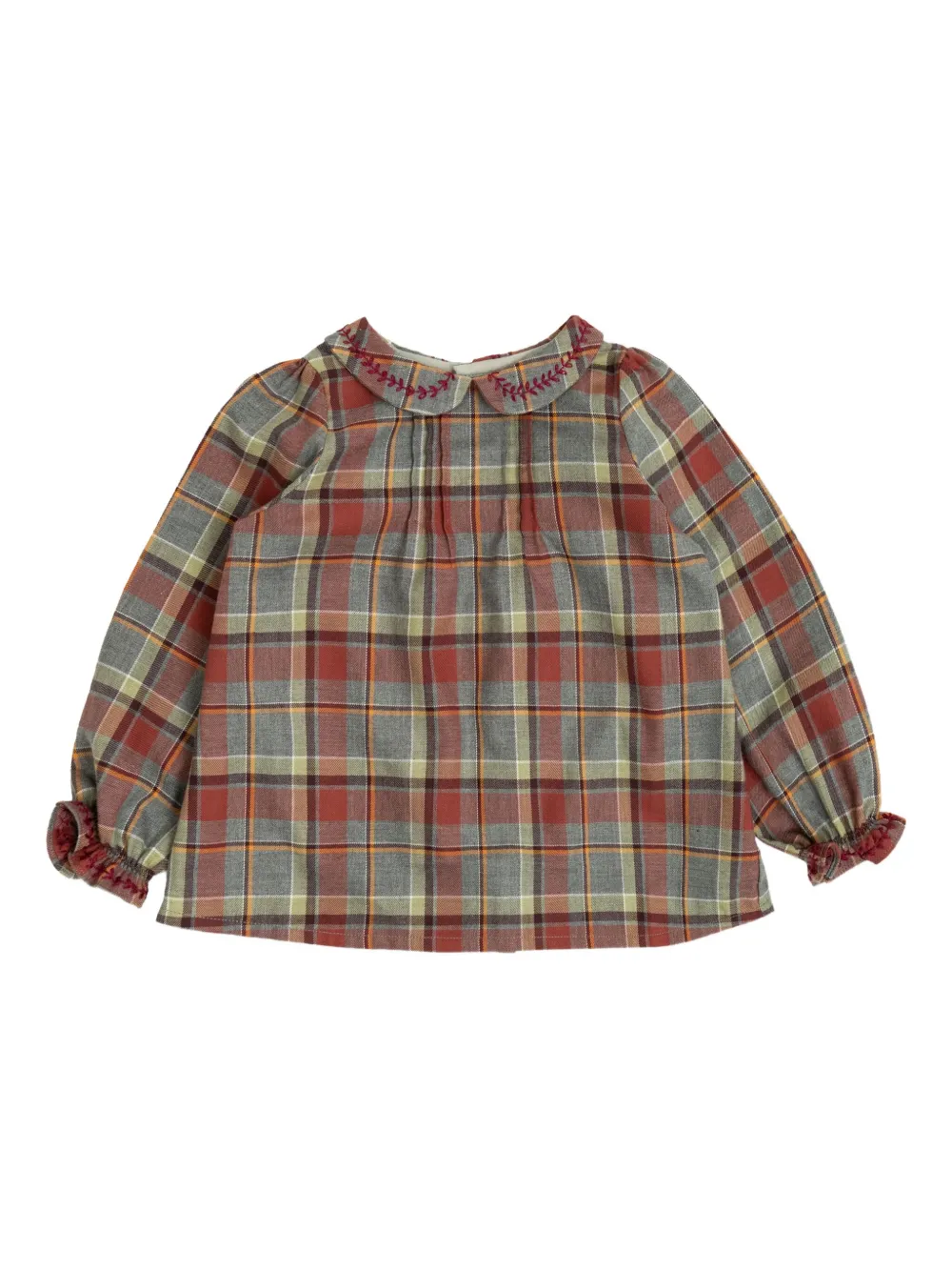 Bonpoint Peter Pan Collar Checked Blouse In Multi