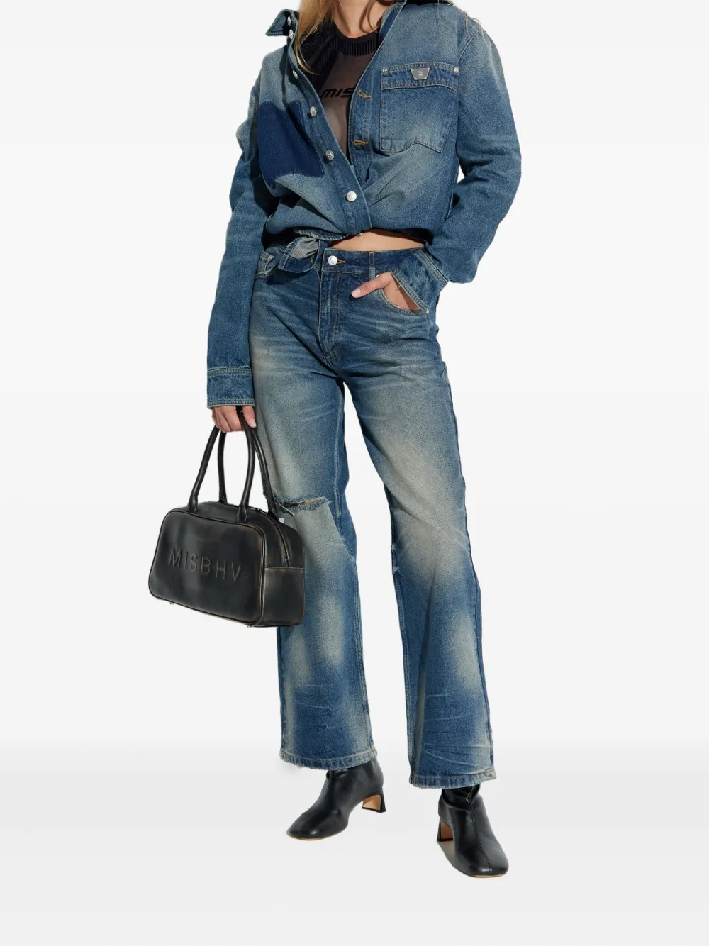 MISBHV Jeans met franje op de knie - Blauw