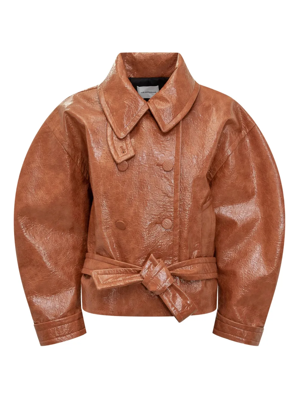 THE ANDAMANE balloon-sleeve double-breasted jacket Bruin