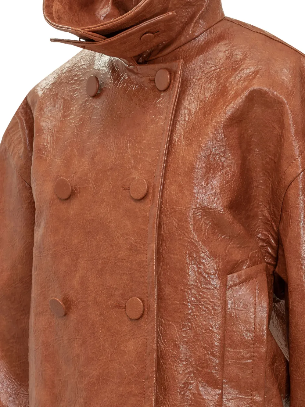 THE ANDAMANE balloon-sleeve double-breasted jacket Bruin