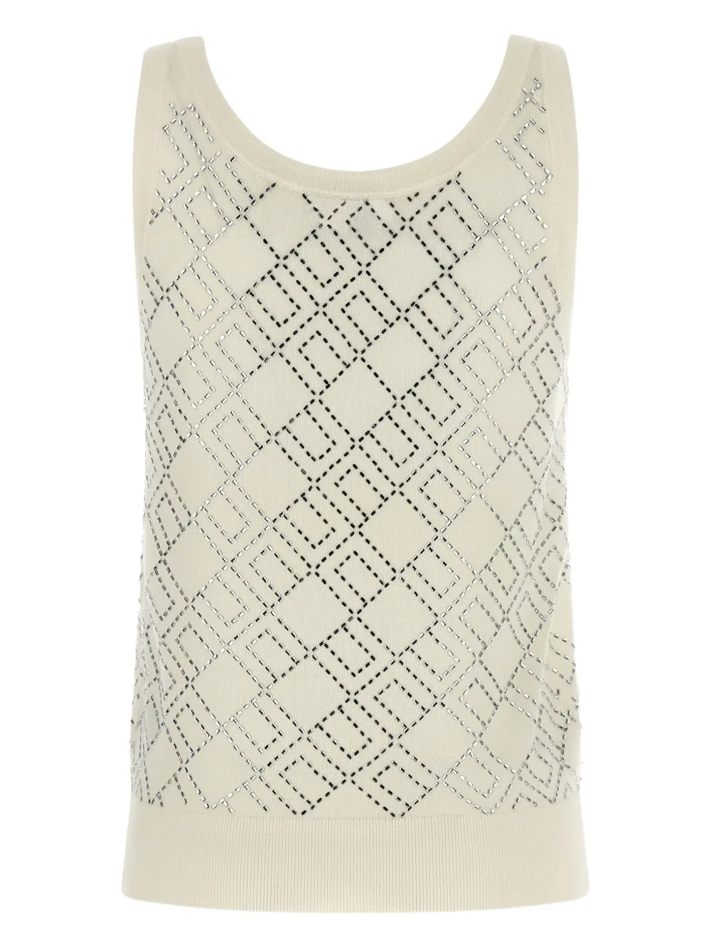 Elisabetta Franchi Crystal-embellished Merino Tank Top In White