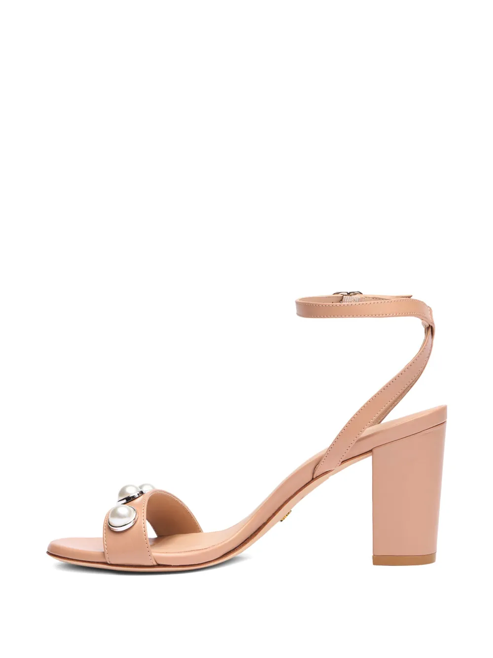 Stuart Weitzman 80 mm Nearlybare Portia sandalen verfraaid met parels Beige