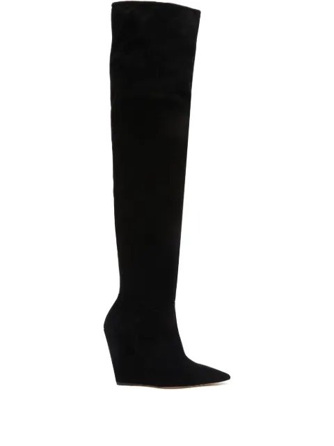 Stuart Weitzman 100mm Saloon wedge pointed-toe over-the-knee boots