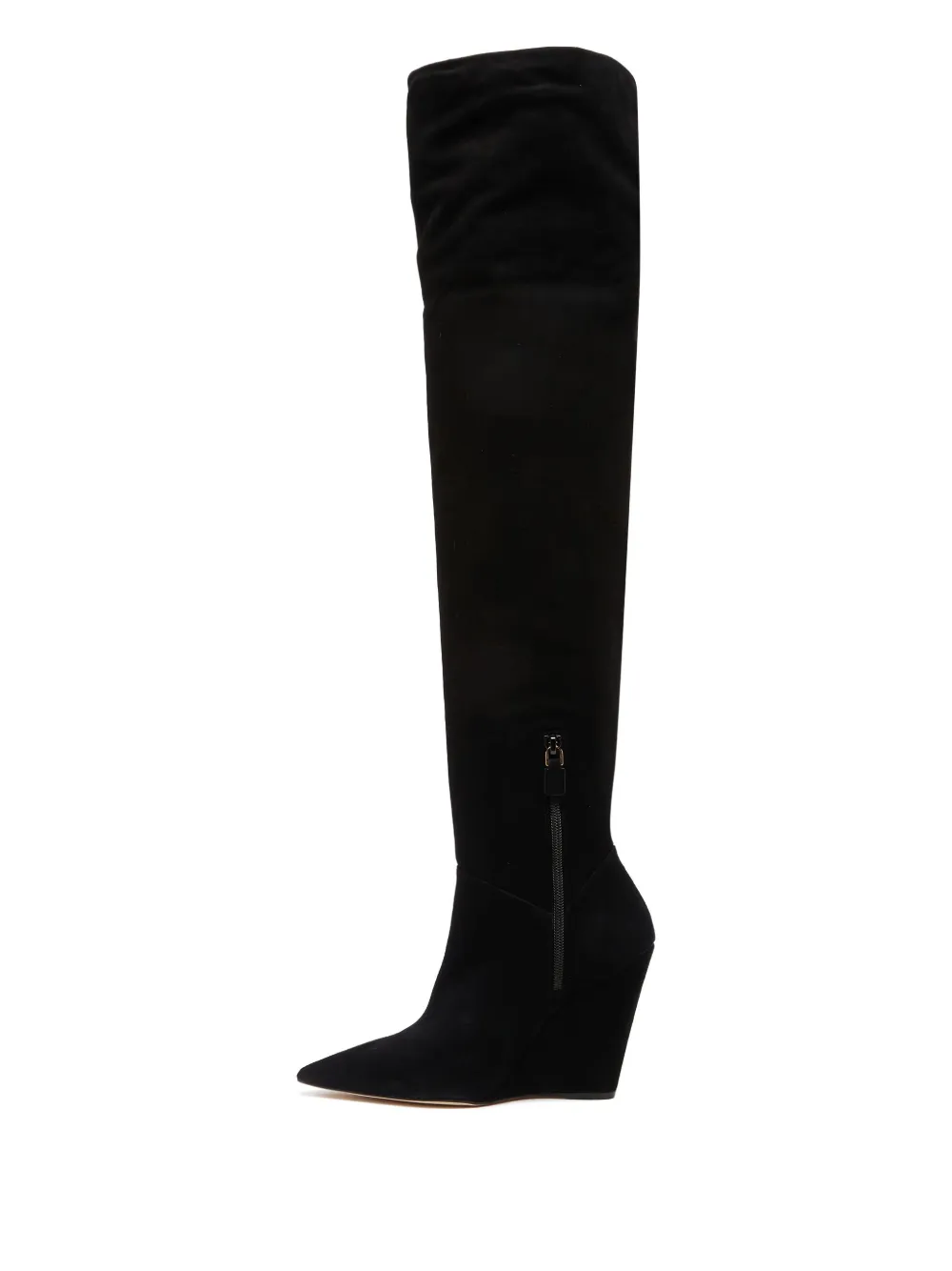 Stuart Weitzman 100 mm Saloon overknee laarzen met puntige neus en sleehak Zwart