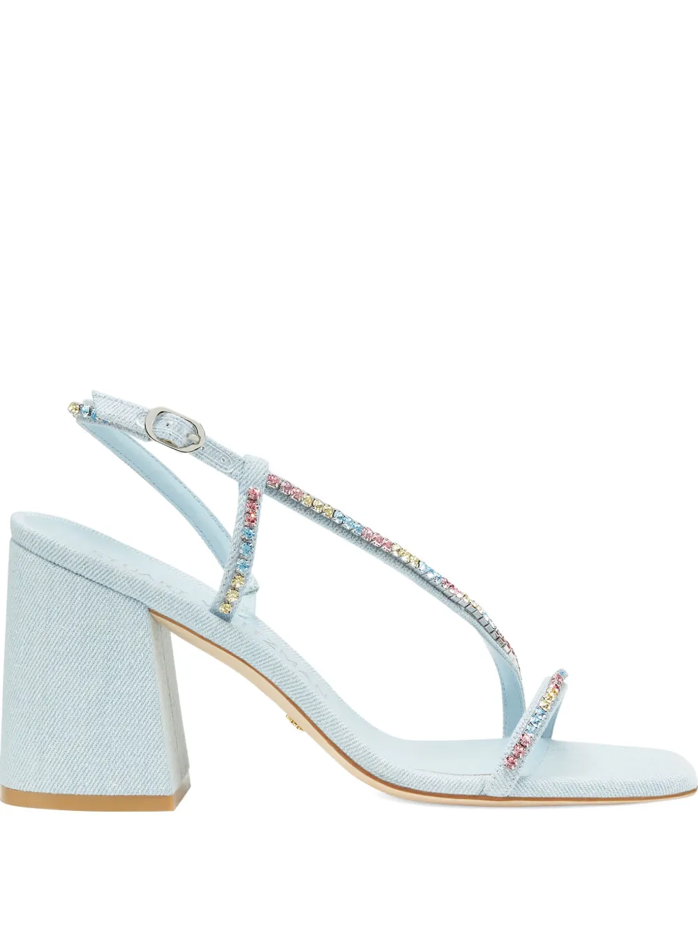 Stuart Weitzman 85mm Soiree Crystal square-toe sandal | Blue | Image 1