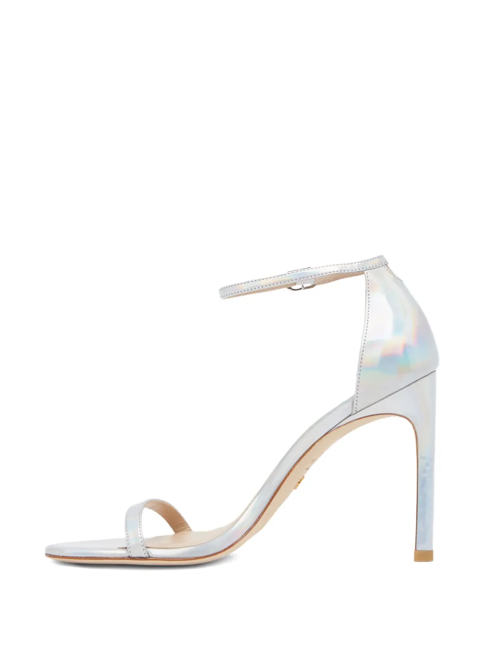 Stuart Weitzman 105 mm Ischia sandalen met iriserend-effect Zilver