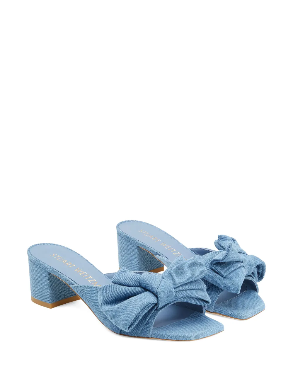 Stuart Weitzman 50mm Loveknot Mules In Blue