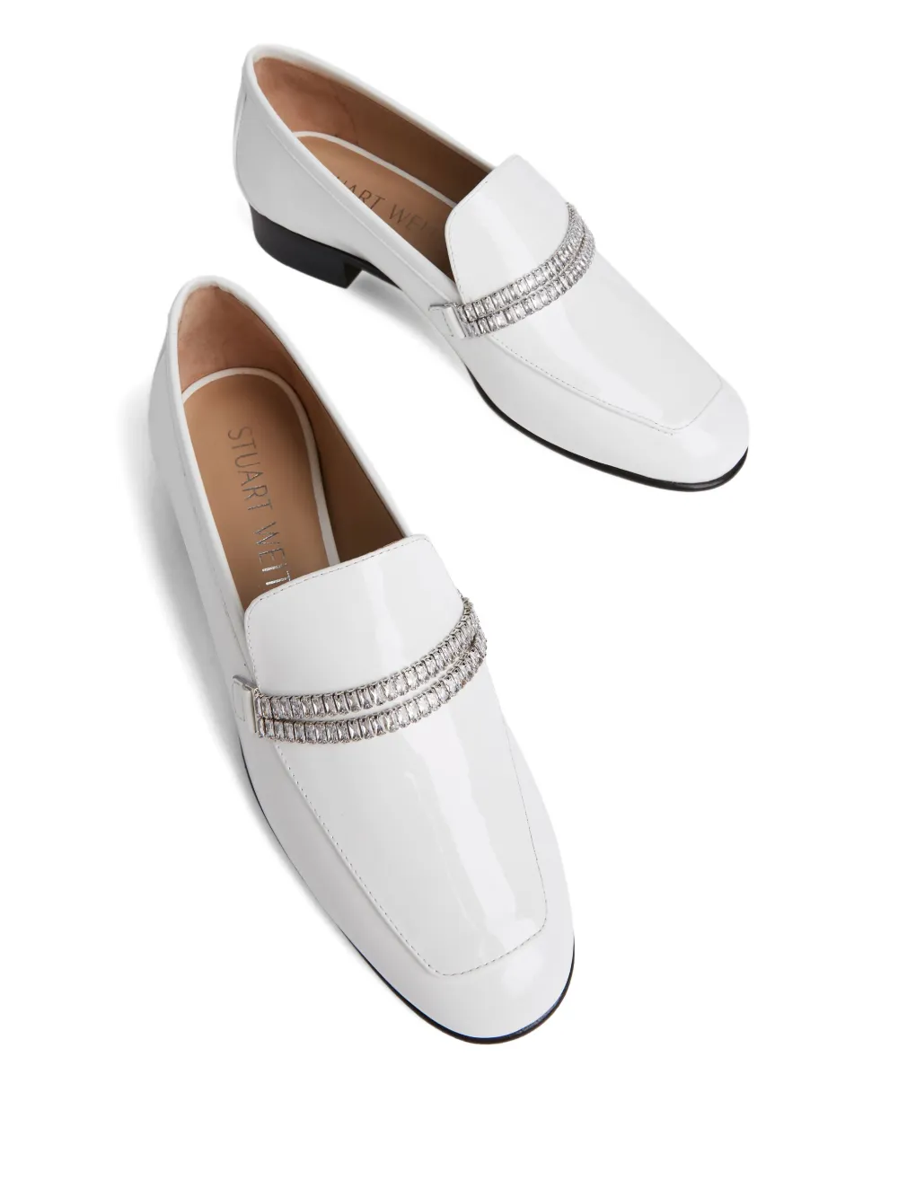 Stuart Weitzman Superglam Crystal-embellished Loafer In White