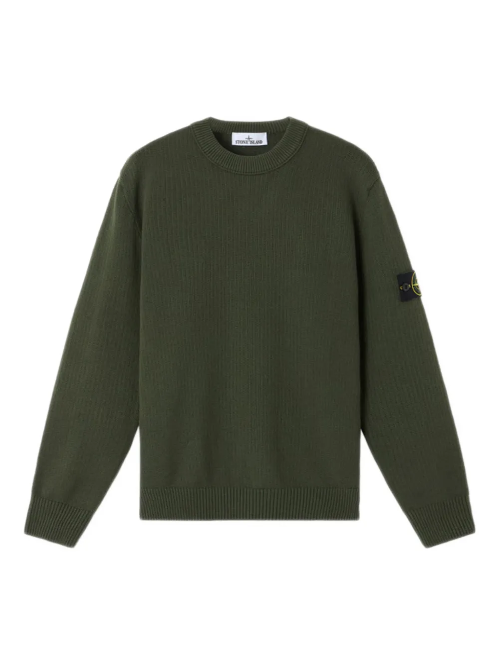 Stone Island Knit Crewneck Sweater In Full Rib Rws Wool Clothing In Green