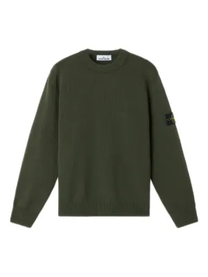 STONE  ニット　グリーン Stone Island Ribbed crew-neck Sweater | Green | FARFETCH
