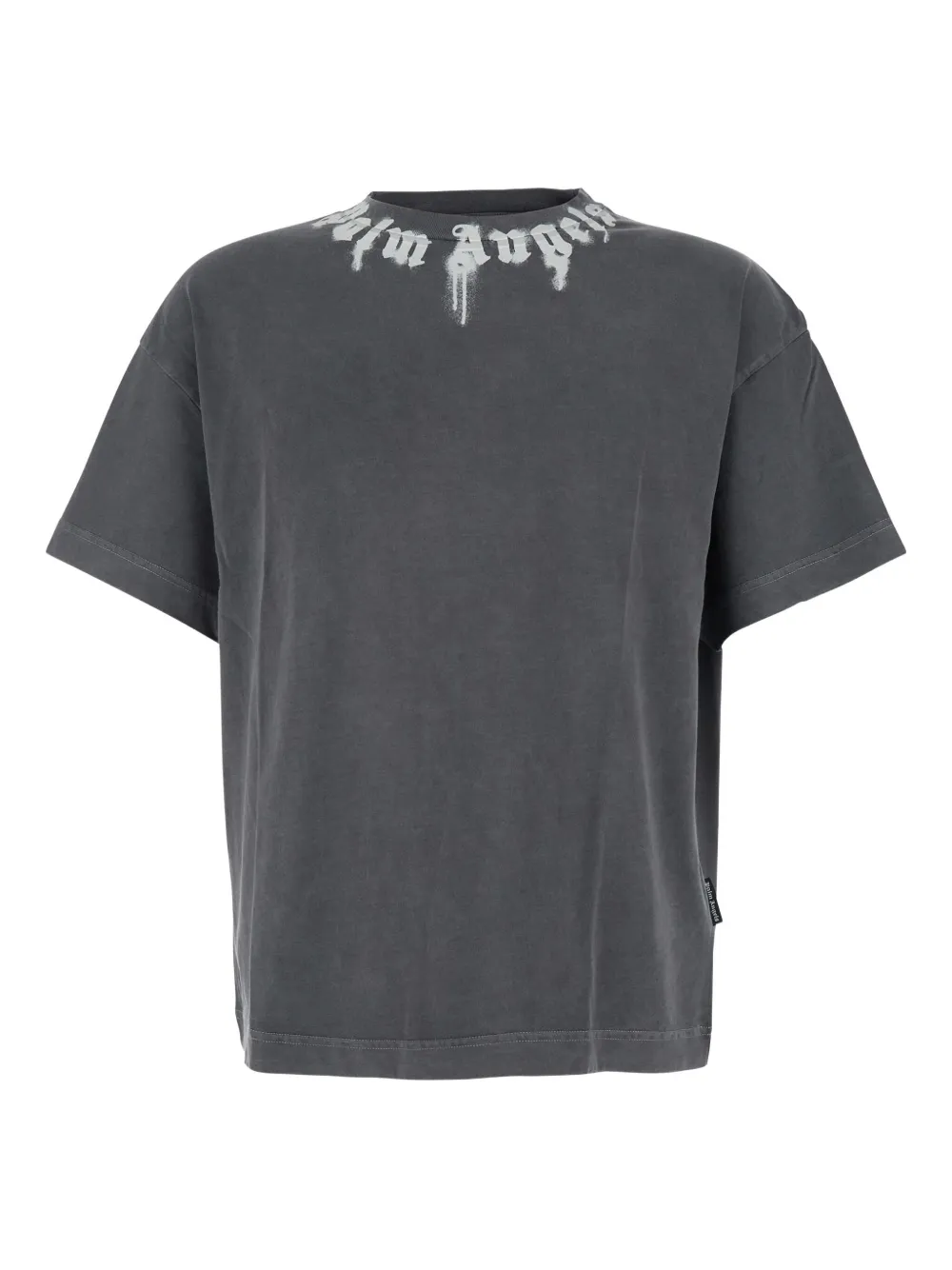 Palm Angels neck-logo spray-paint T-shirt Grijs