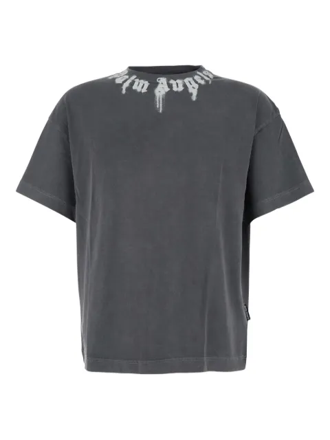 Palm Angels neck-logo spray-paint T-shirt