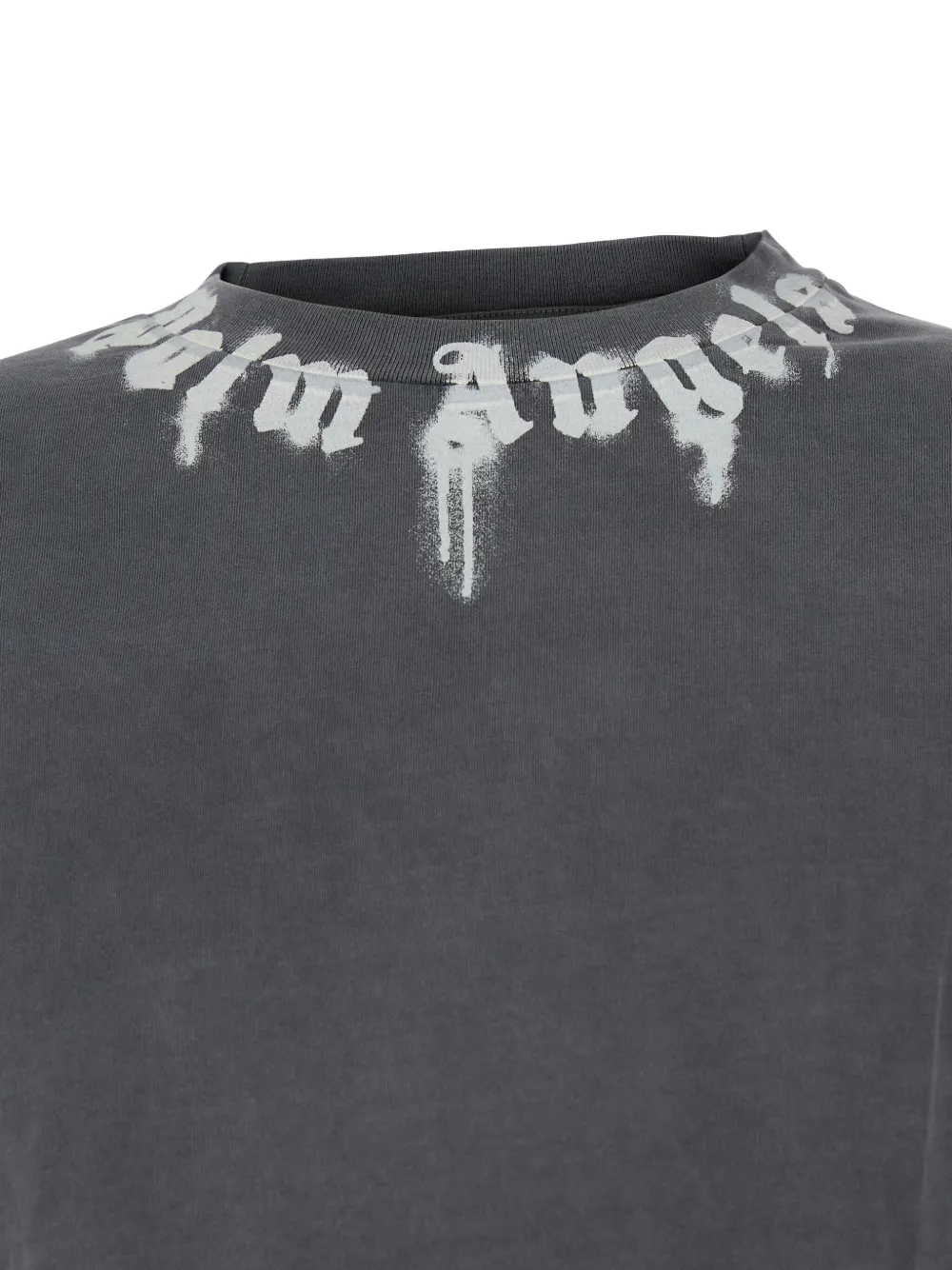 Palm Angels neck-logo spray-paint T-shirt Grijs