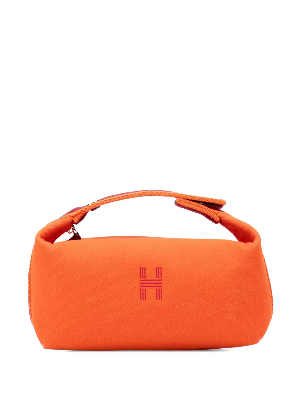 Pre-owned Hermes 2020-2025 Small Canvas Bride A Brac Case Vanity Bag In Orange