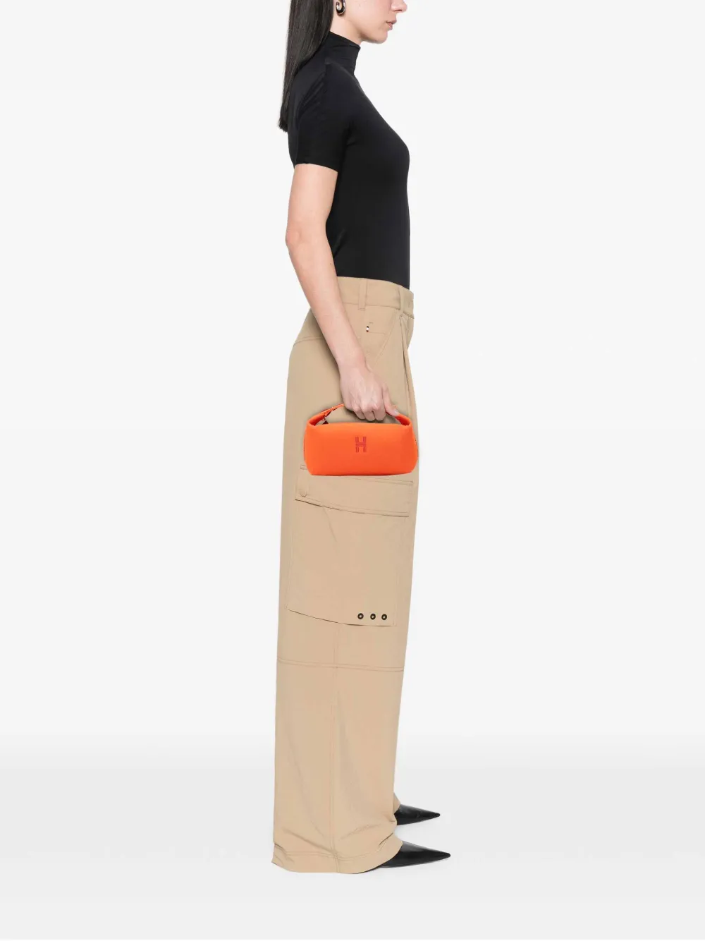 Pre-owned Hermes 2020-2025 Small Canvas Bride A Brac Case Vanity Bag In Orange
