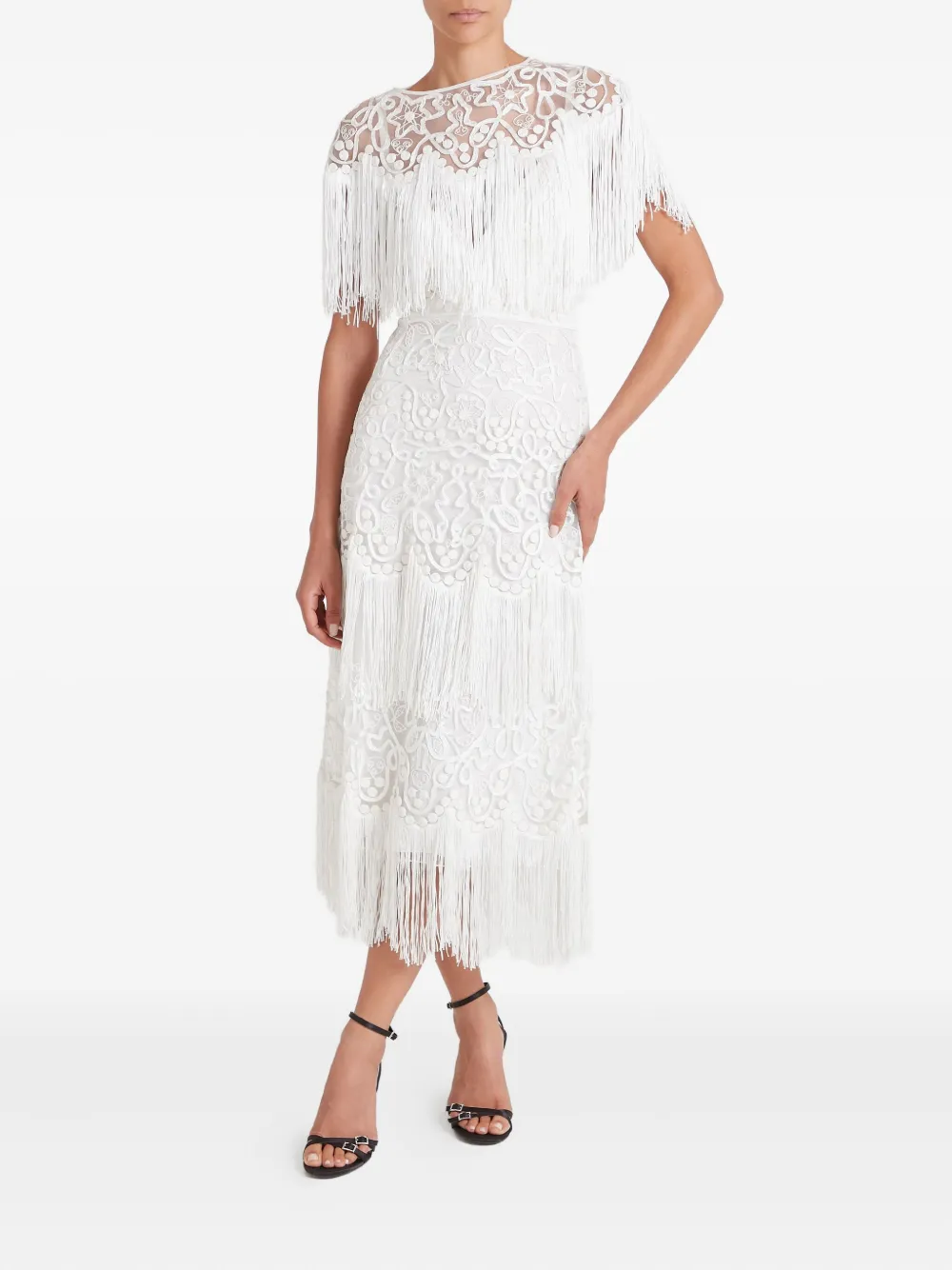Temperley London Cordelle midi-jurk met kant - Wit