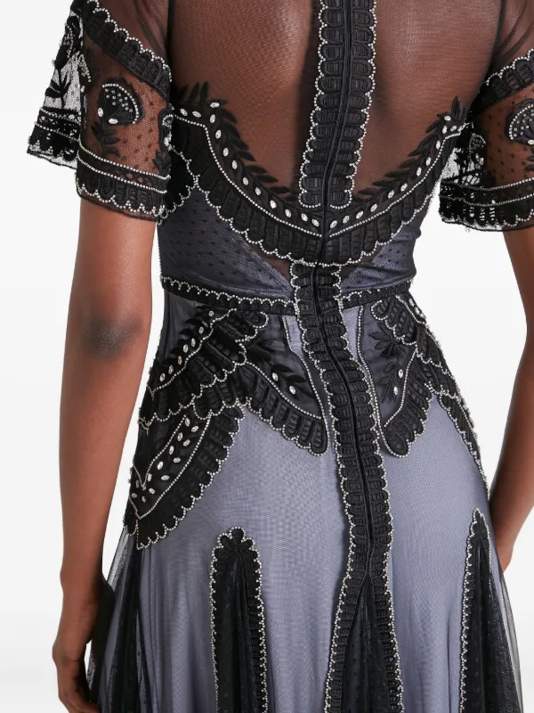 green emerald velvet dress Temperley London Black Lace Beaded Embroidered Dress: Kate Middleton