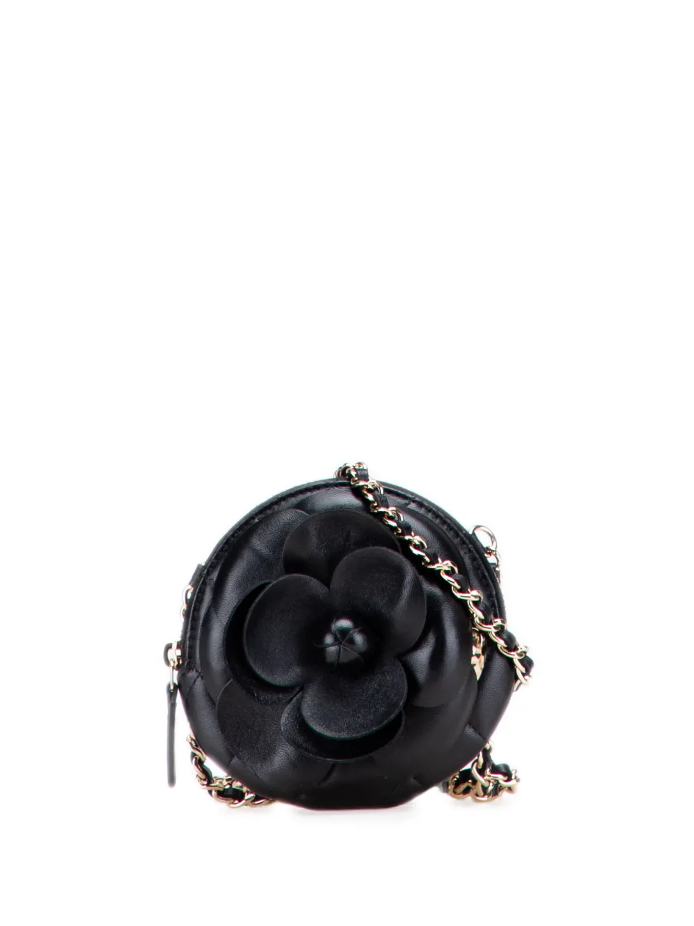 CHANEL Pre-Owned 2021 Mini CC Lambskin Camellia Bouquet Round Clutch CHANEL Pre-Owned 2021 Mini CC Lambskin Camellia Bouquet Round Clutch